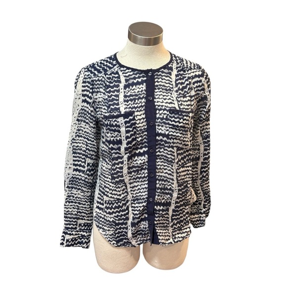 Trina Turk Tops - Trina Turk Womens Blouse Lightweight Cotton Woven Silk Ikat Collarless Sz. M
